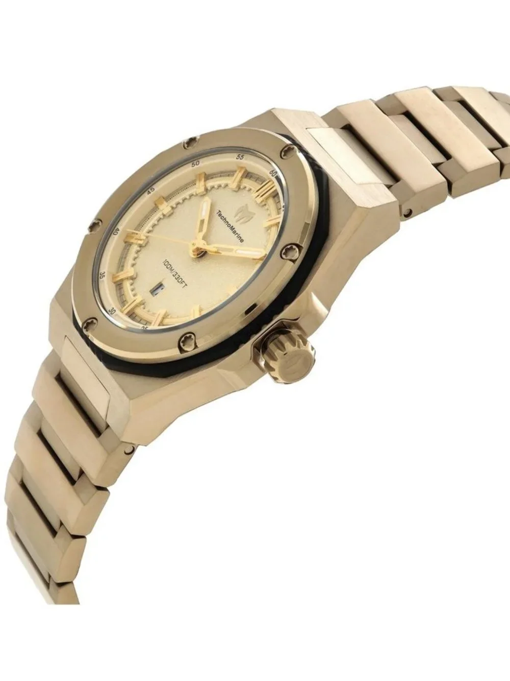 NWT Technomarine Coral Quartz Gold Dial Ladies Watch